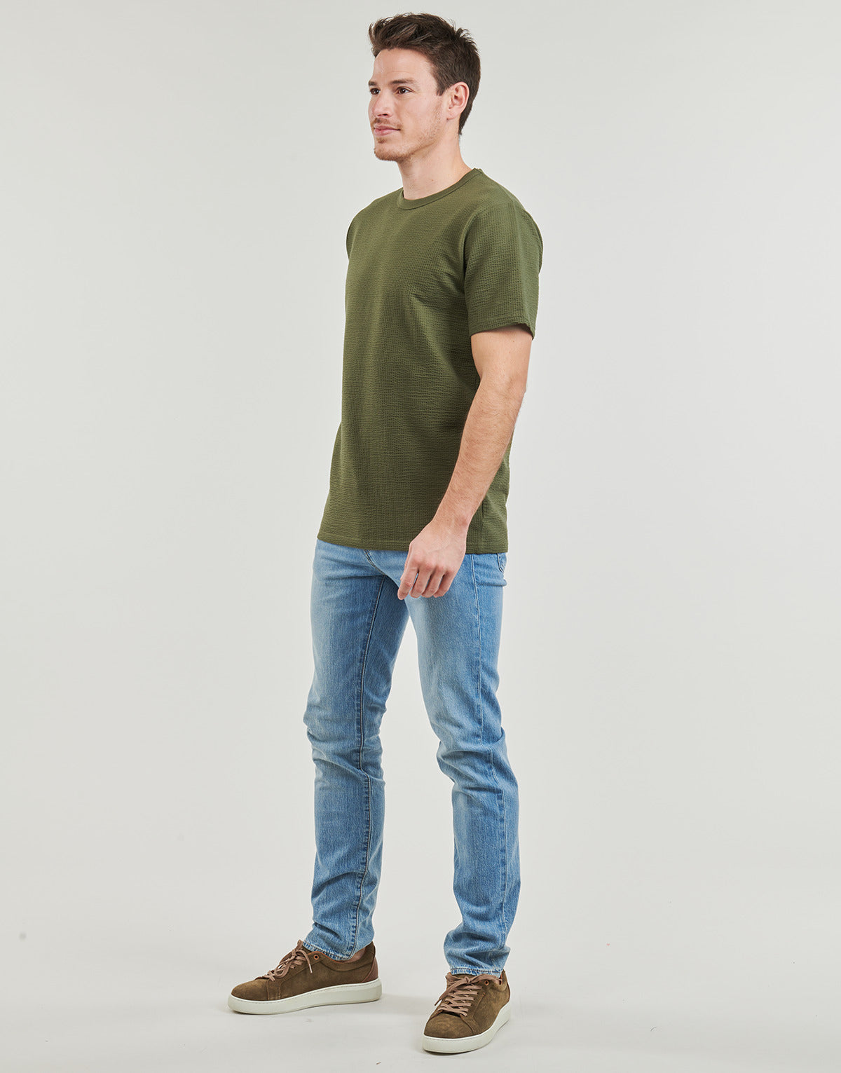 T-shirt Uomo Selected  SLHSANDER   Kaki