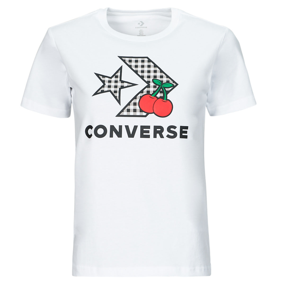 T-shirt Donna Converse  CHERRY STAR CHEVRON INFILL TEE WHITE  Bianco