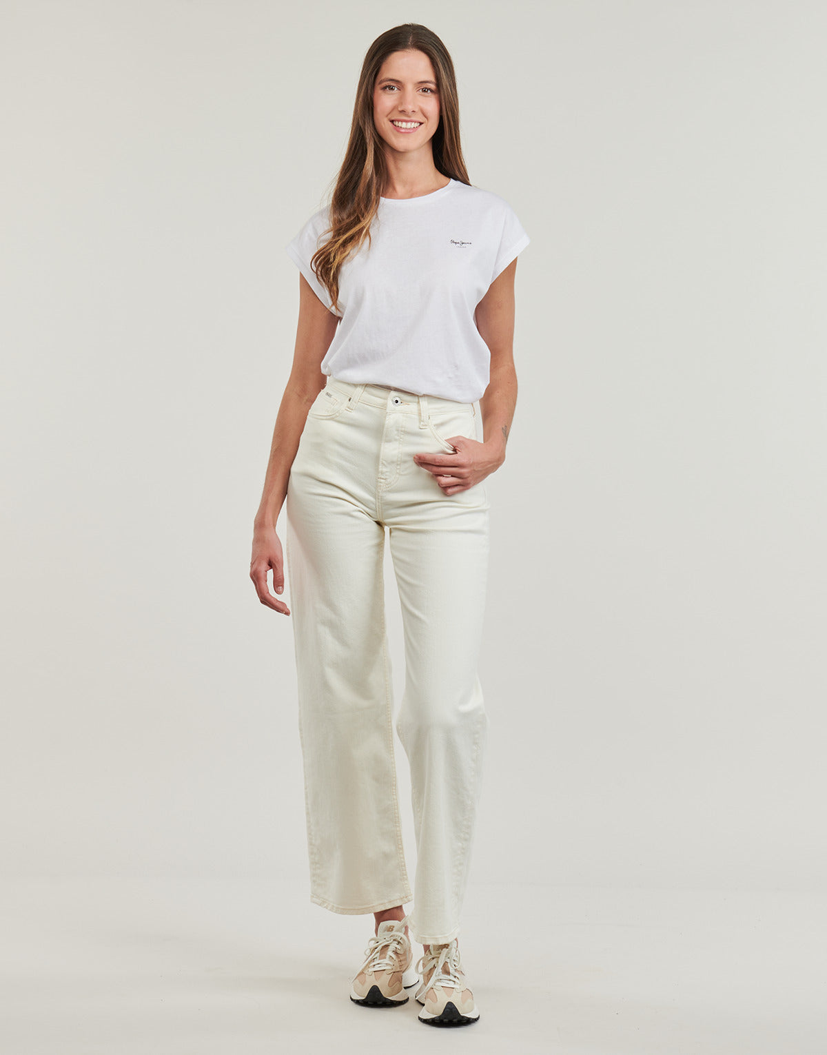 Jeans Flare Donna Pepe jeans  WIDE LEG JEANS UHW  Beige