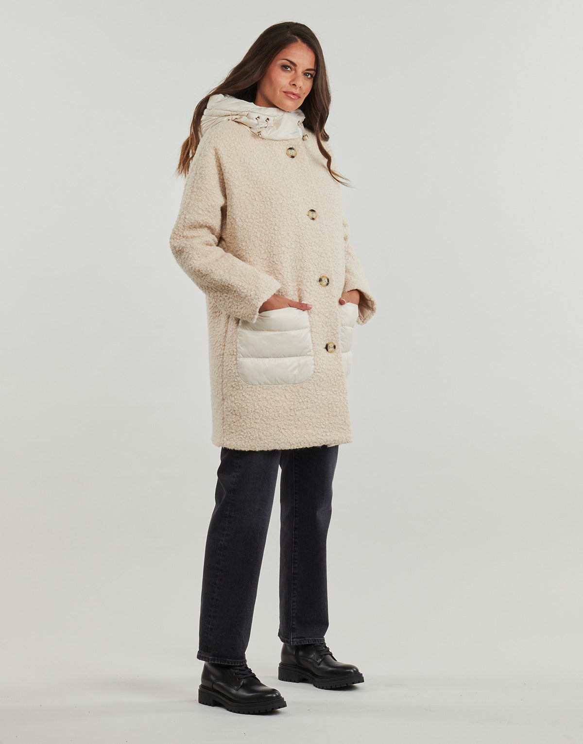 Mantella Donna Geox  W CALITHE LONG COAT  Beige