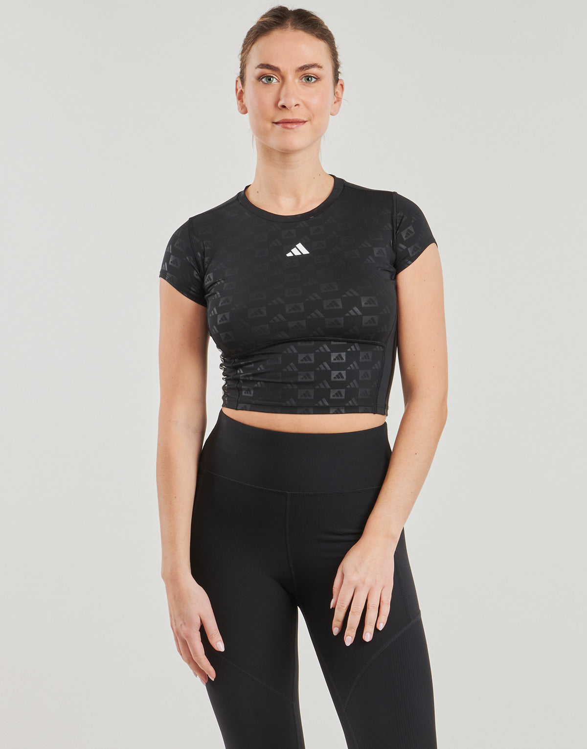 T-shirt Donna adidas Hyperglam Training Emboss T-Shirt Nero