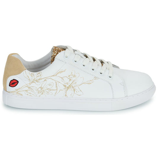 Sneakers basse Donna Bons baisers de Paname  SIMONE GOLD FLOWERS  Bianco