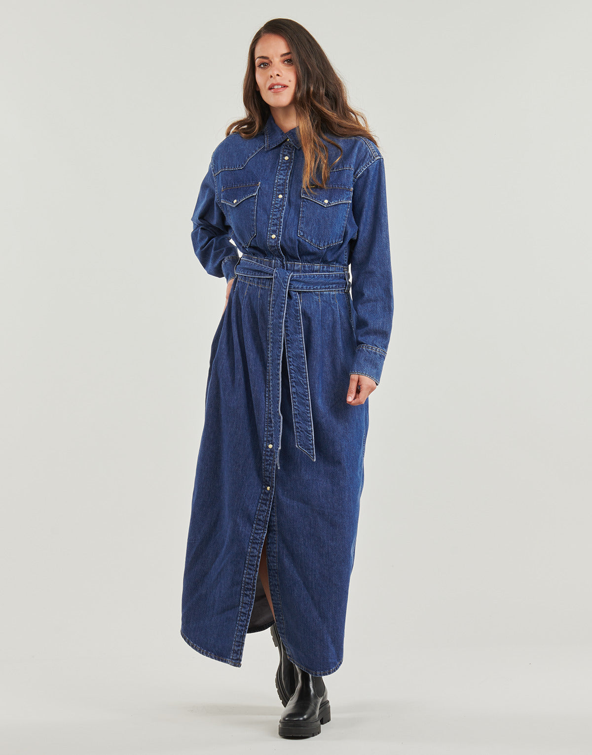 Abito lungo Donna Lee BELTED WESTERN DRESS Blu