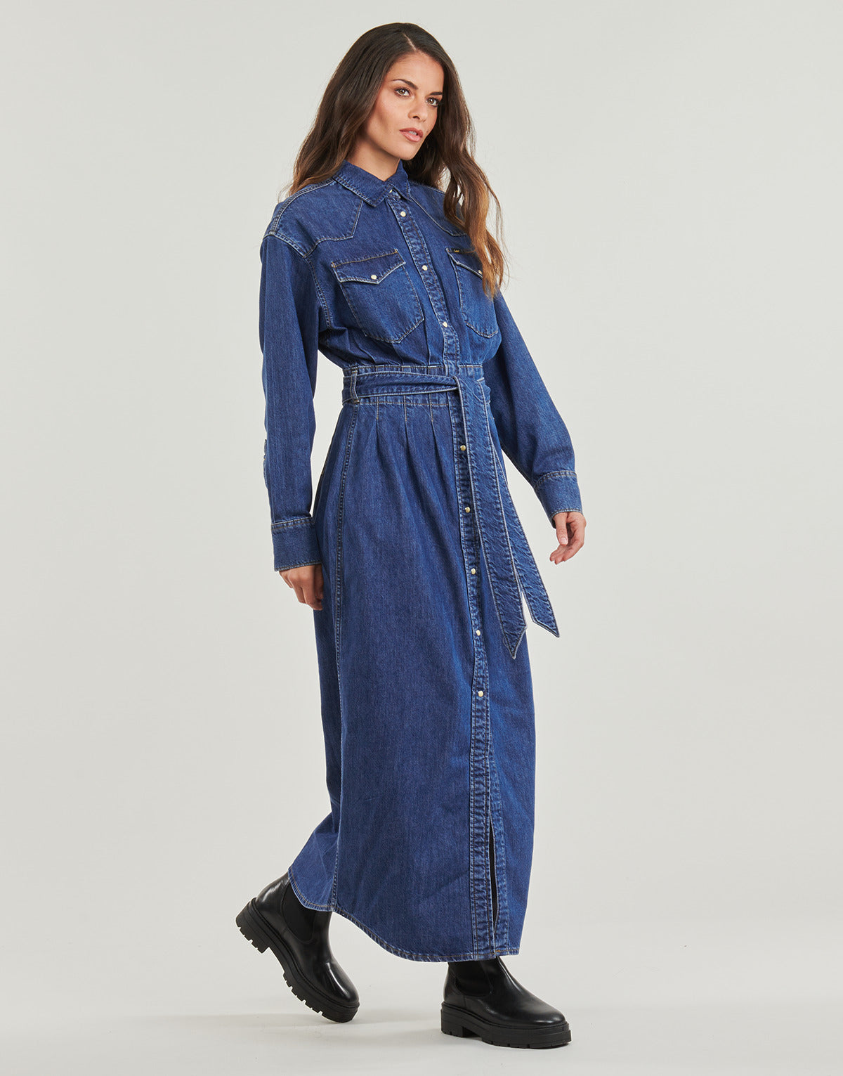 Abito lungo Donna Lee BELTED WESTERN DRESS Blu