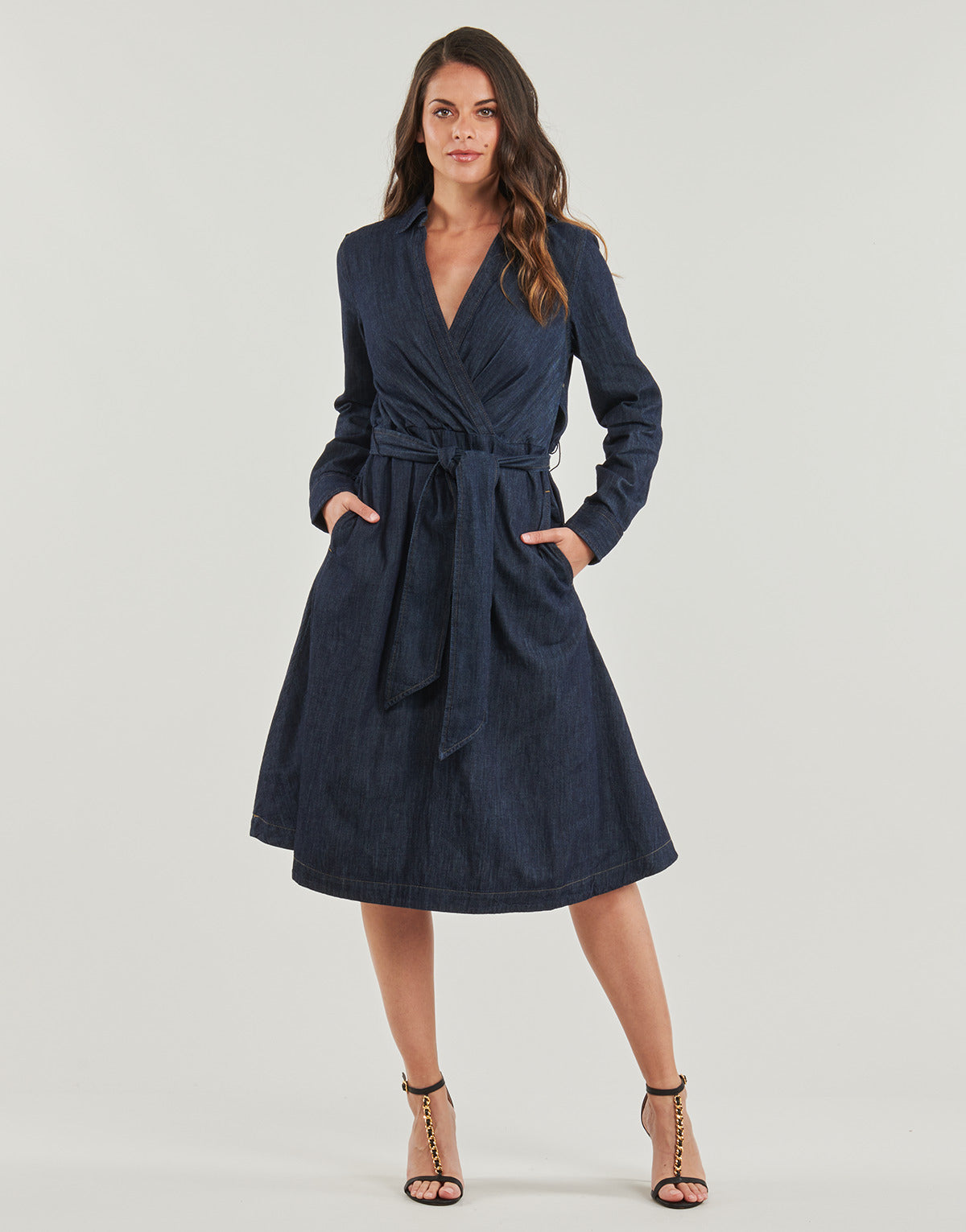 Abito lungo Donna Lauren Ralph Lauren ROWELLA-LONG SLEEVE-DAY DRESS Blu