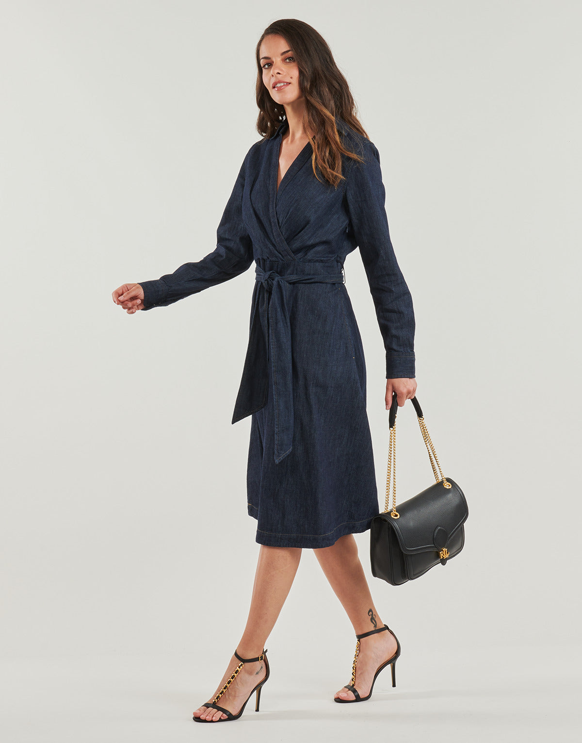 Abito lungo Donna Lauren Ralph Lauren ROWELLA-LONG SLEEVE-DAY DRESS Blu
