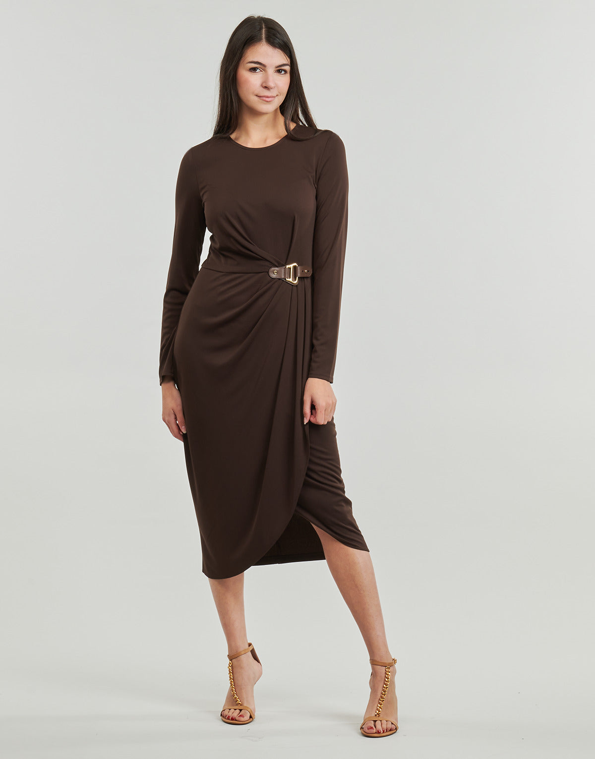 Abito lungo Donna Lauren Ralph Lauren  SABLISE-LONG SLEEVE-DAY DRESS  Marrone