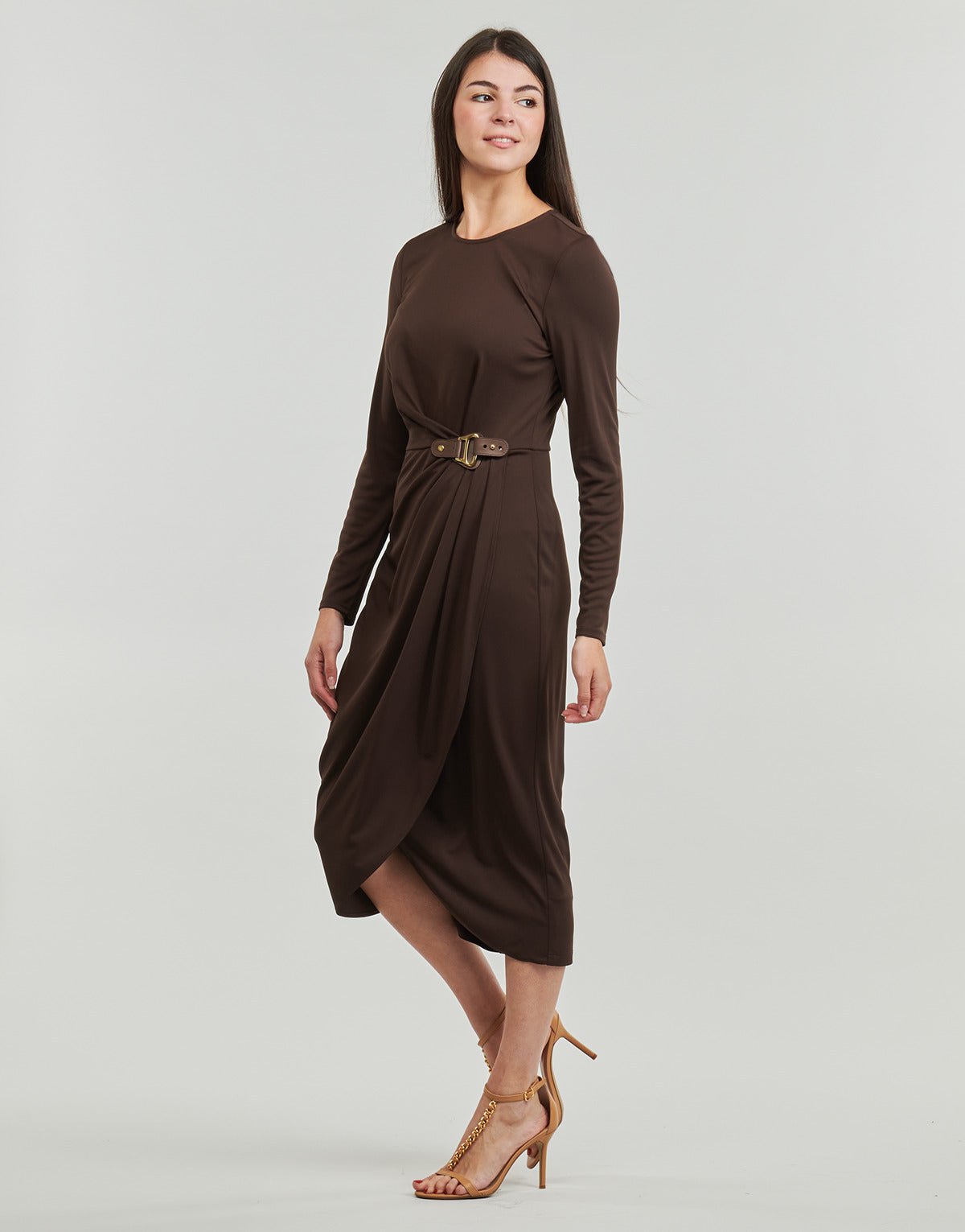 Abito lungo Donna Lauren Ralph Lauren  SABLISE-LONG SLEEVE-DAY DRESS  Marrone