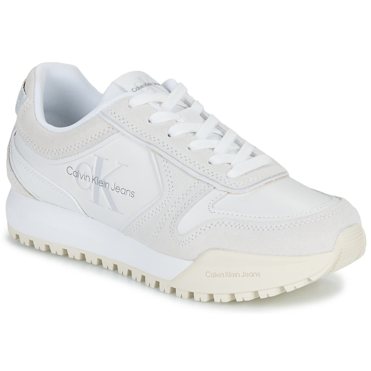 Sneakers basse Donna Calvin Klein Jeans TOOTHY RUNNER IRREGULARLINES Bianco