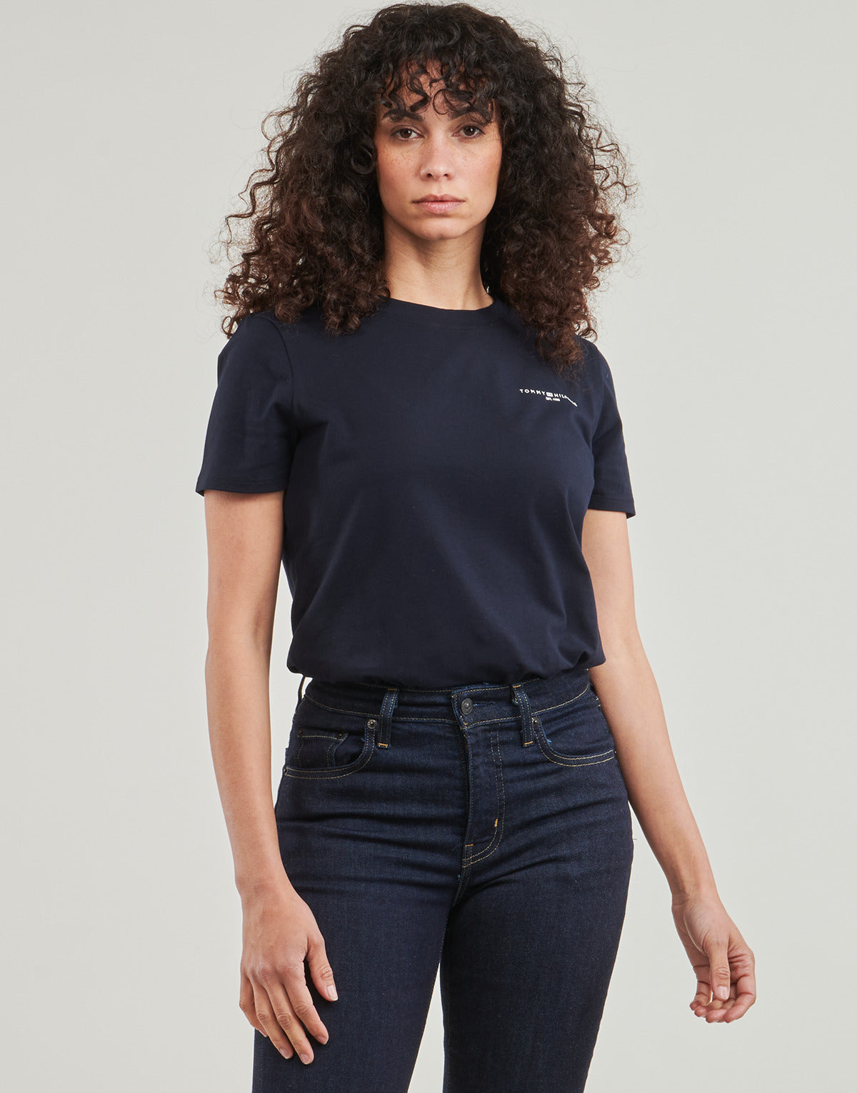 T-shirt Donna Tommy Hilfiger 1985 REG MINI CORP LOGO C-NK SS Marine