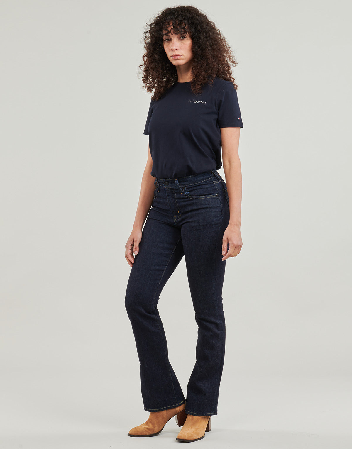 T-shirt Donna Tommy Hilfiger 1985 REG MINI CORP LOGO C-NK SS Marine