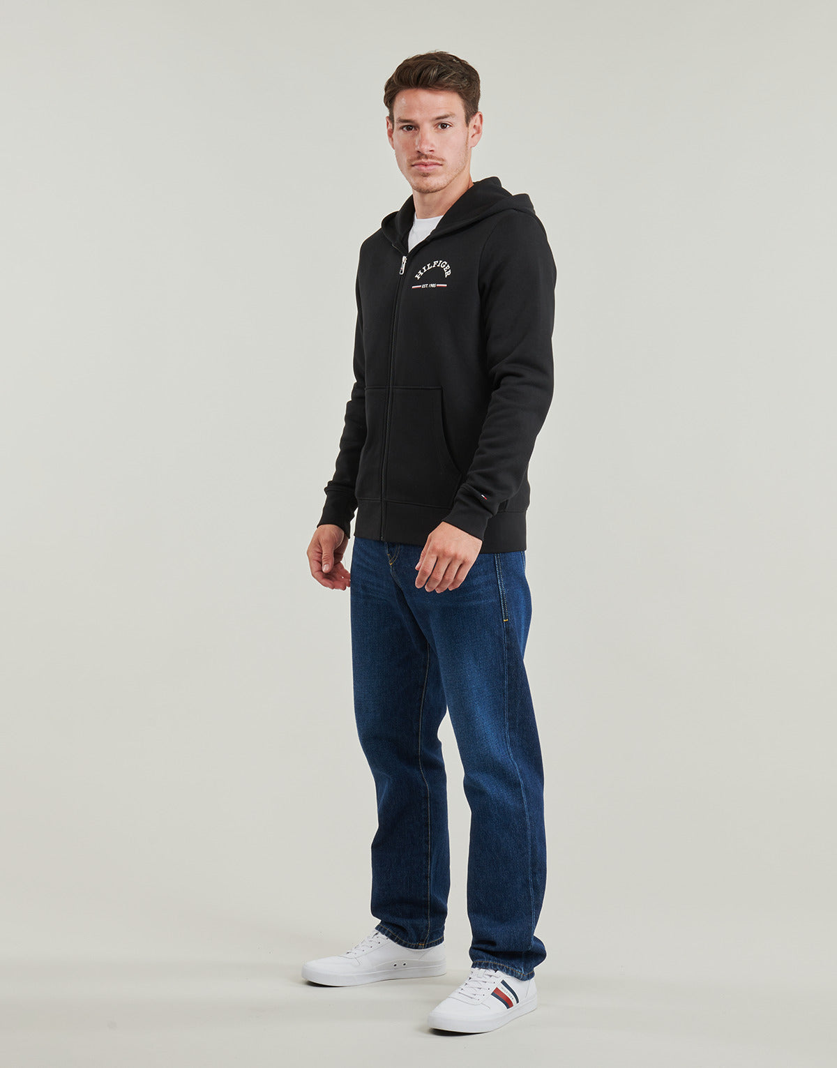 Felpa Uomo Tommy Hilfiger ROUNDALL HOODED ZIP THROUGH Nero