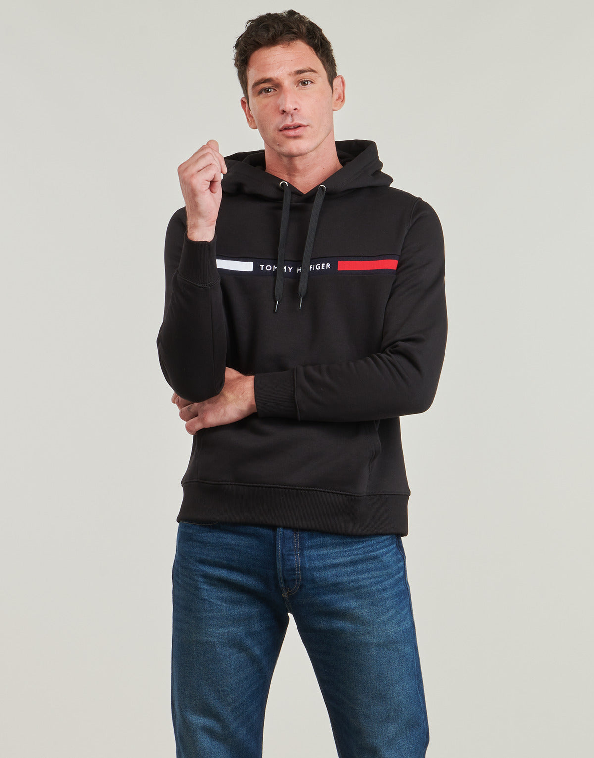 Felpa Uomo Tommy Hilfiger HILFIGER CHEST INSERT HOODY Marine