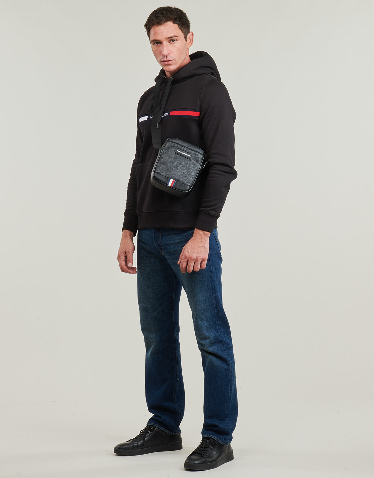 Felpa Uomo Tommy Hilfiger HILFIGER CHEST INSERT HOODY Marine