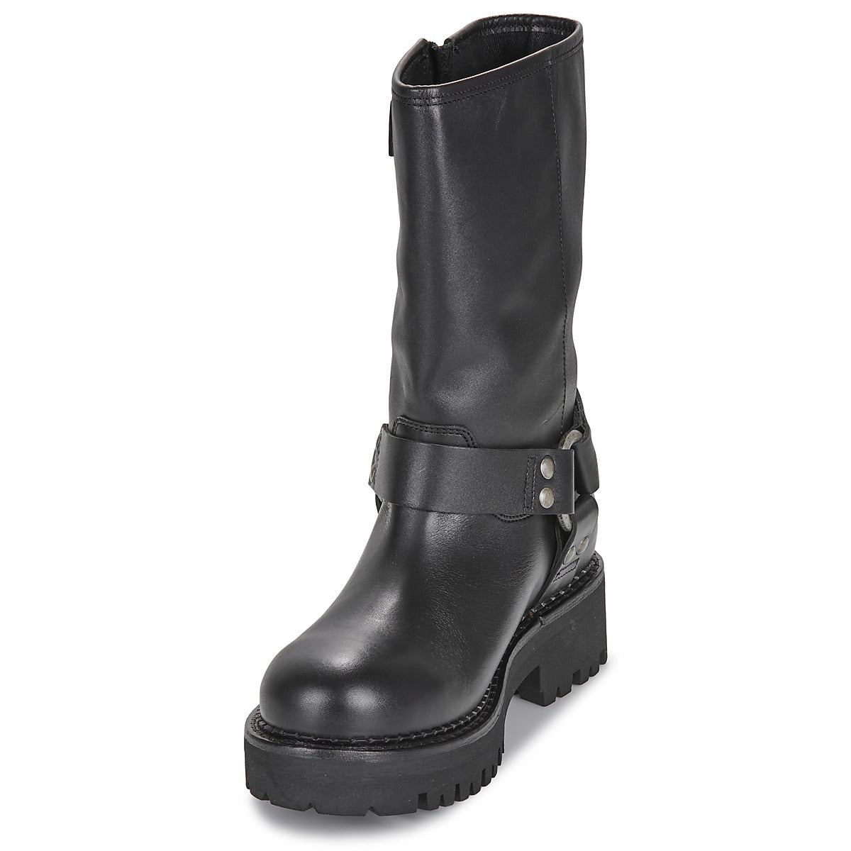 Stivaletti Donna Tommy Jeans TJW URBAN BIKER BOOT LEATHER Nero