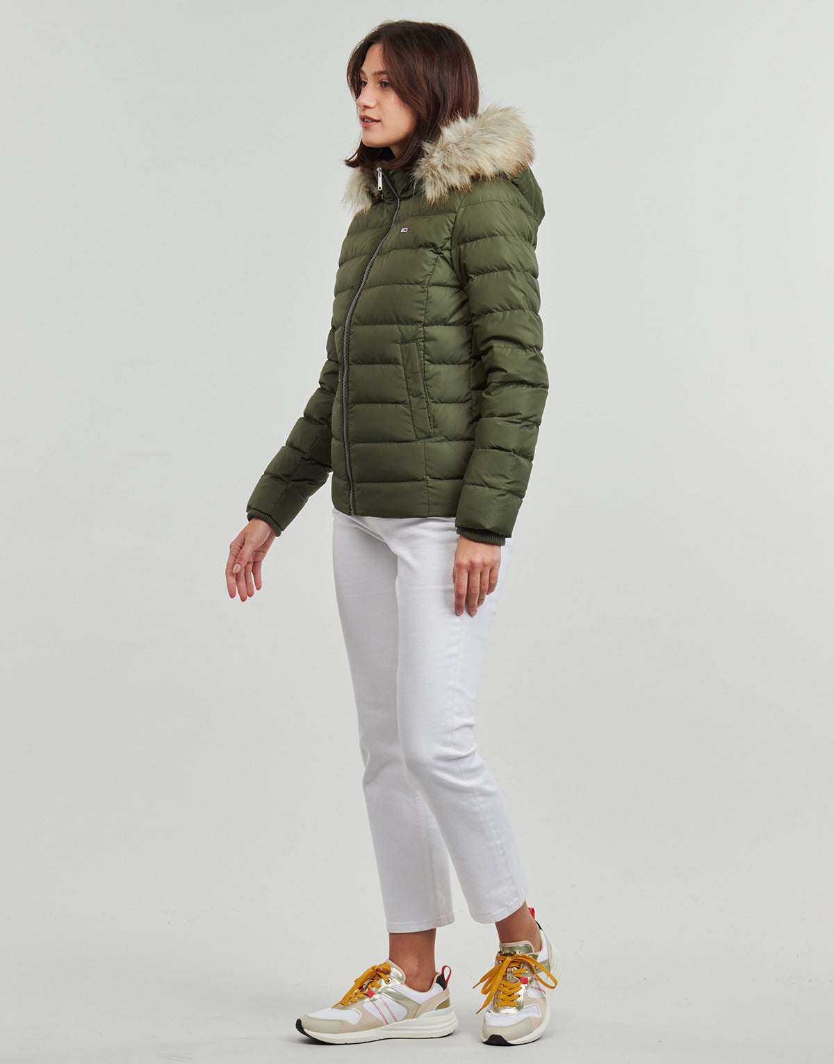 Piumino Donna Tommy Jeans  TJW BASIC HOODED DOWN JACKET EXT  Kaki