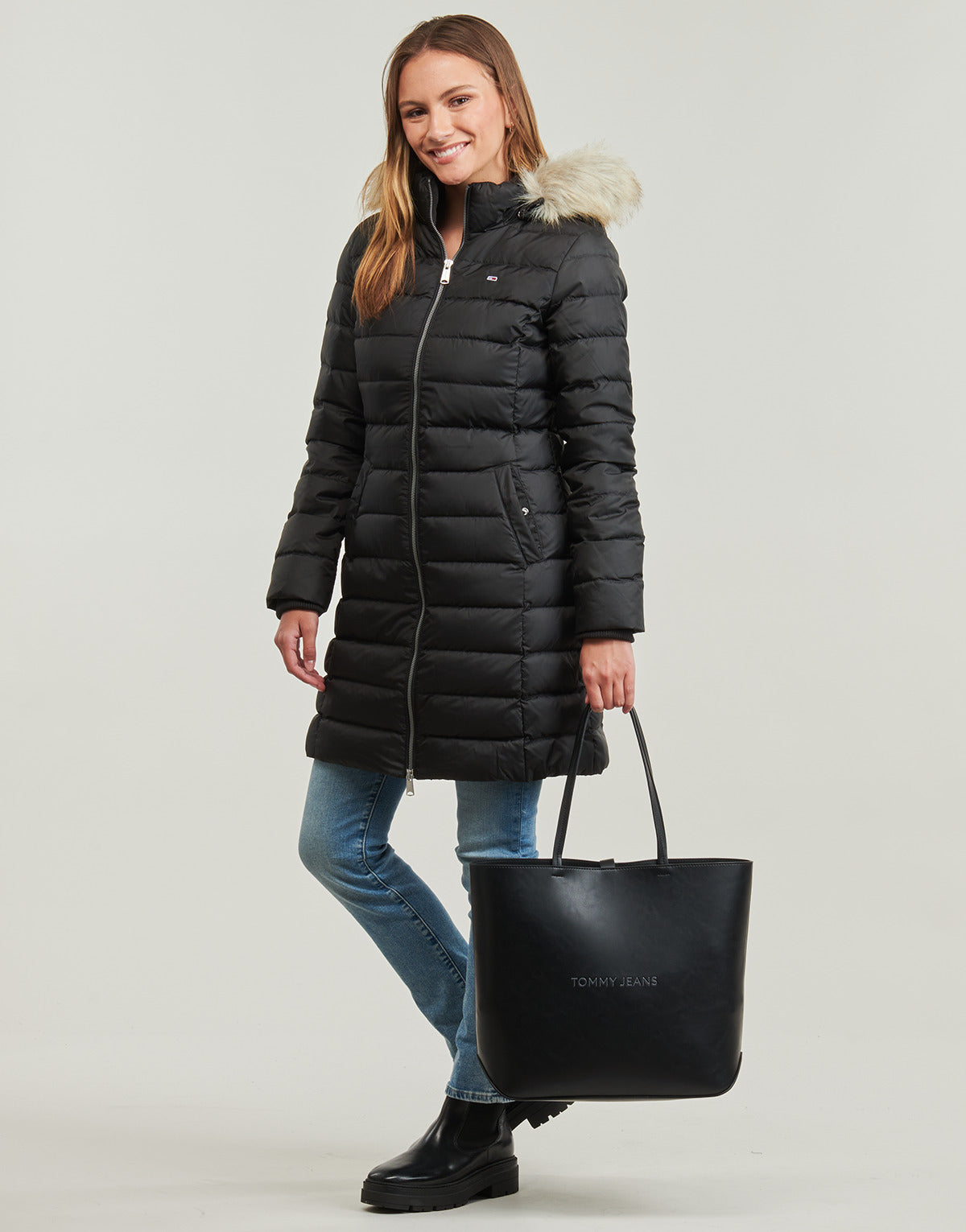 Piumino Donna Tommy Jeans TJW ESSENTIAL HOODED DOWN COAT Marine
