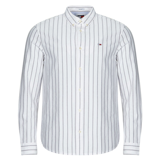 Camicia a maniche lunghe Uomo Tommy Jeans TJM REG OXFORD STRIPE SHIRT Bianco