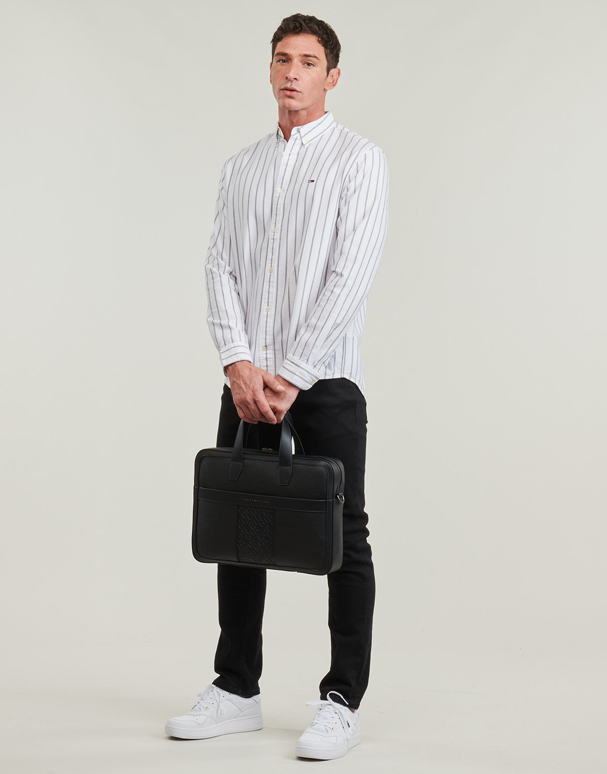 Camicia a maniche lunghe Uomo Tommy Jeans TJM REG OXFORD STRIPE SHIRT Bianco