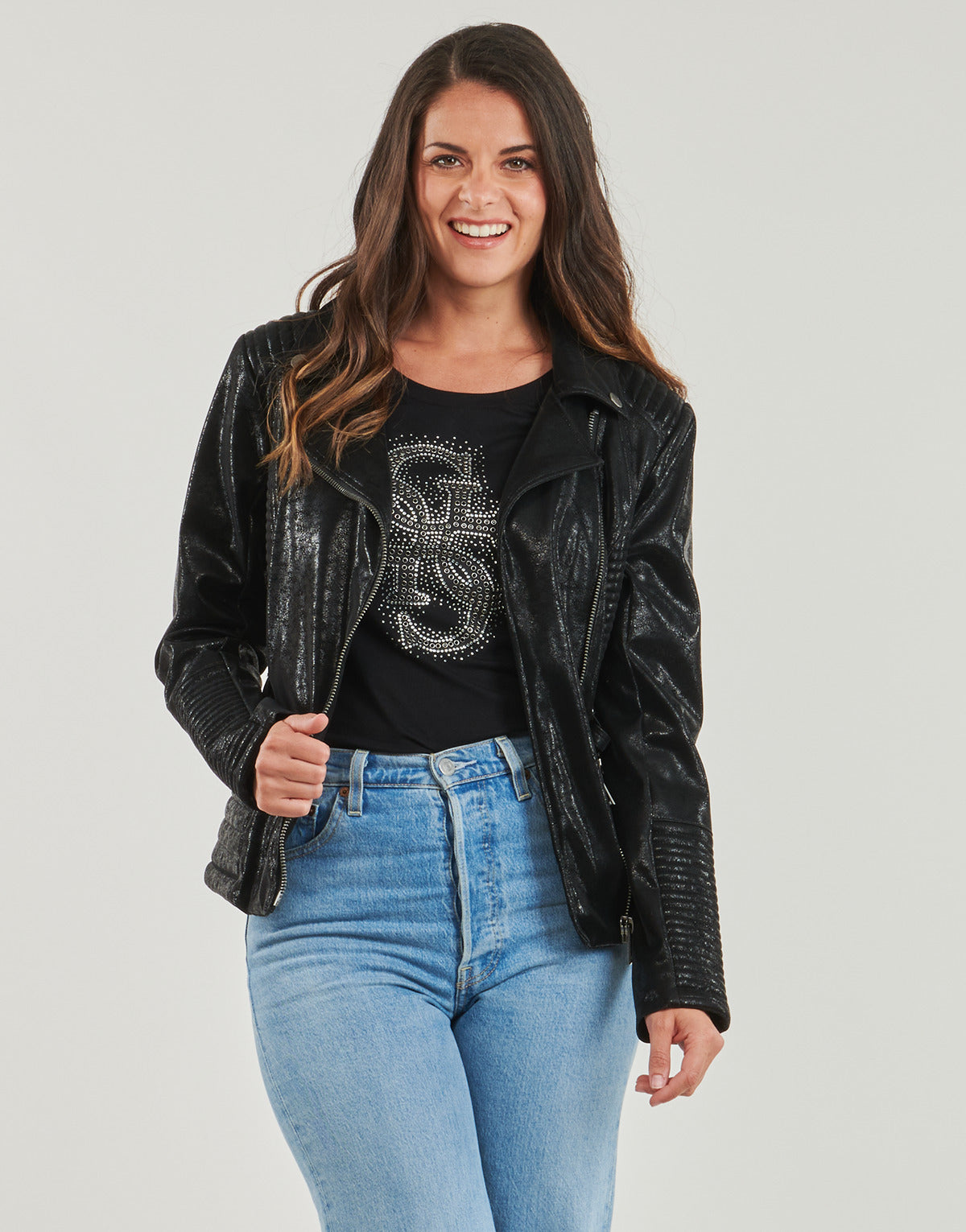 Giubbotto Donna Guess NEW AGNES PU Nero