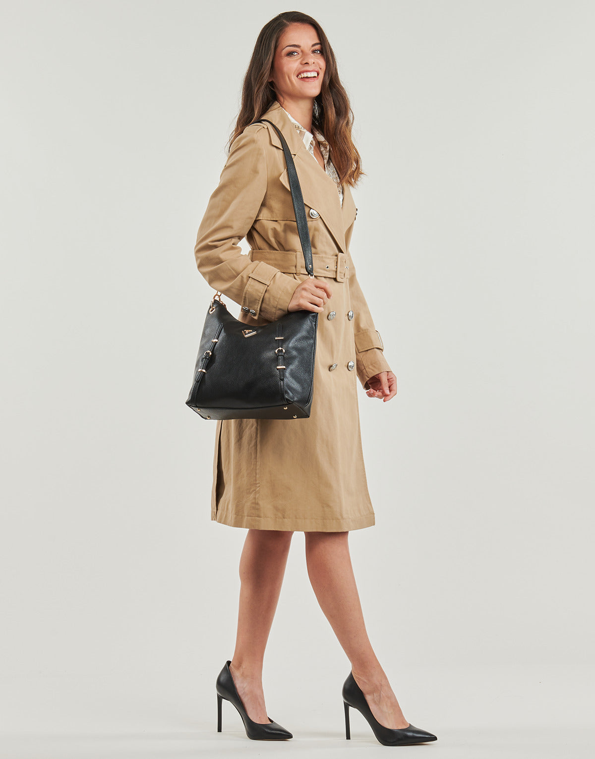 Trench Donna Guess LS JADE BELTED TRENCH Beige