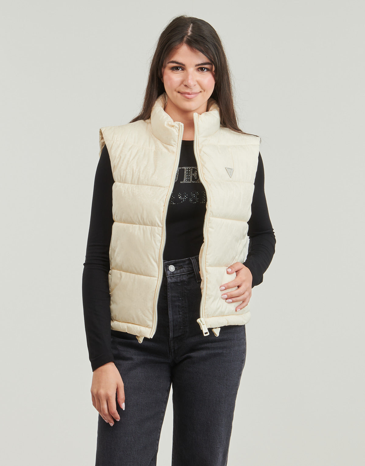 Piumino Donna Guess NEW 4G LOGO PADDED VEST Beige