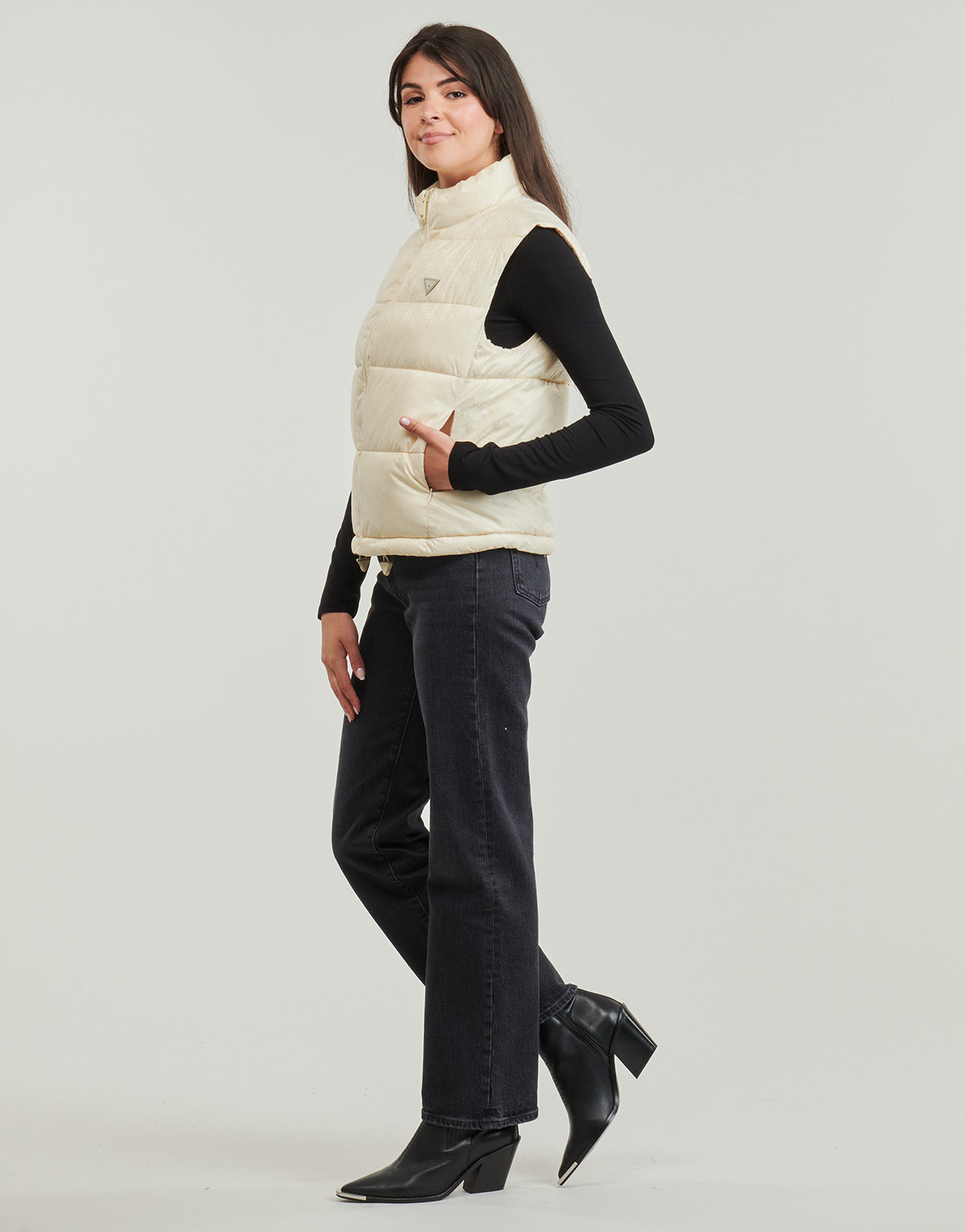 Piumino Donna Guess NEW 4G LOGO PADDED VEST Beige