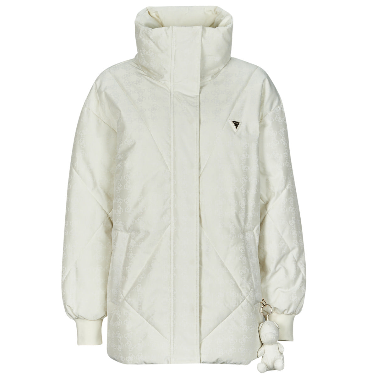 Piumino Donna Guess 4G LOGO PUFFER JACKET Bianco
