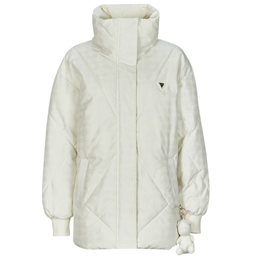 Piumino Donna Guess 4G LOGO PUFFER JACKET Bianco