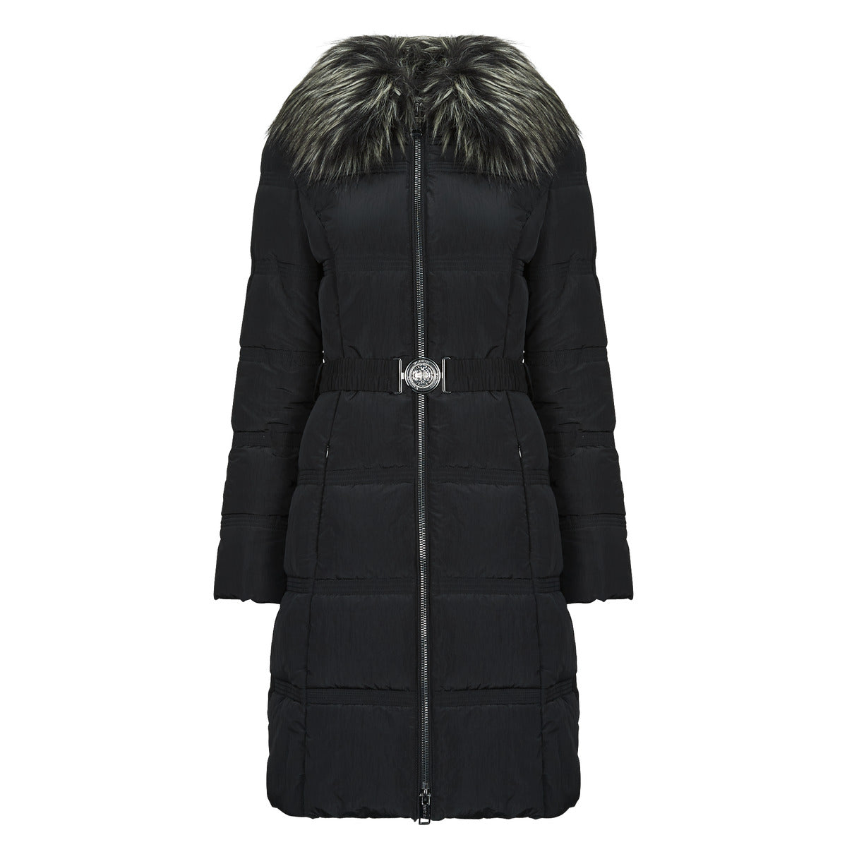 Piumino Donna Guess NEW MARISOL LONG BELTED JACKET Nero