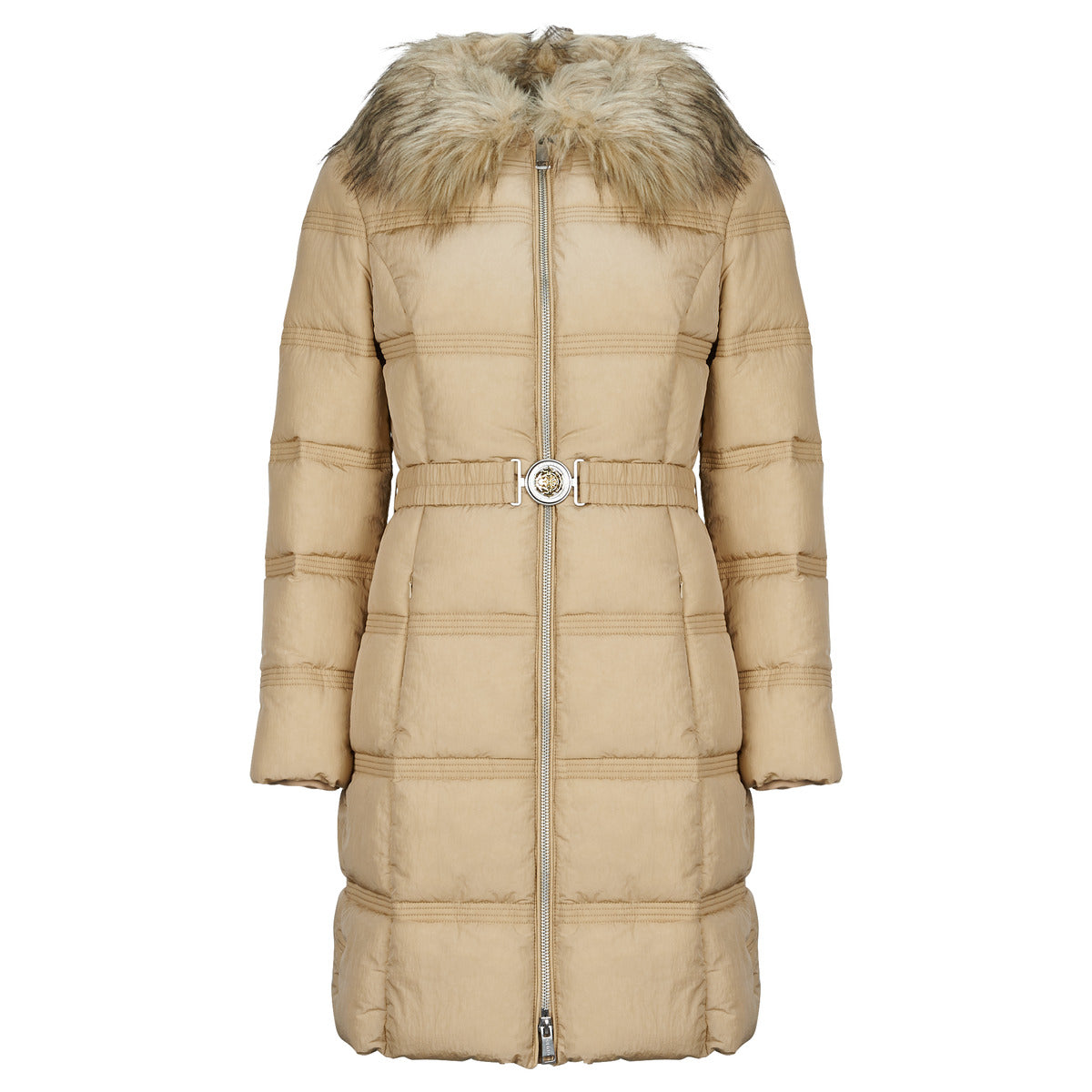 Piumino Donna Guess NEW MARISOL LONG BELTED JACKET Beige