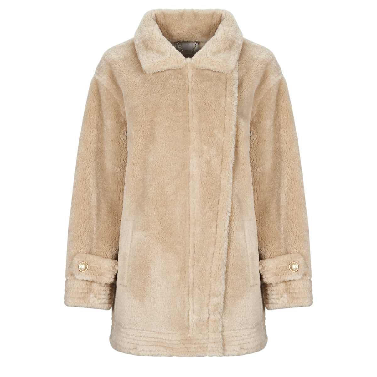 Mantella Donna Guess  LS ELISABETTA SHEARLING COAT  Beige