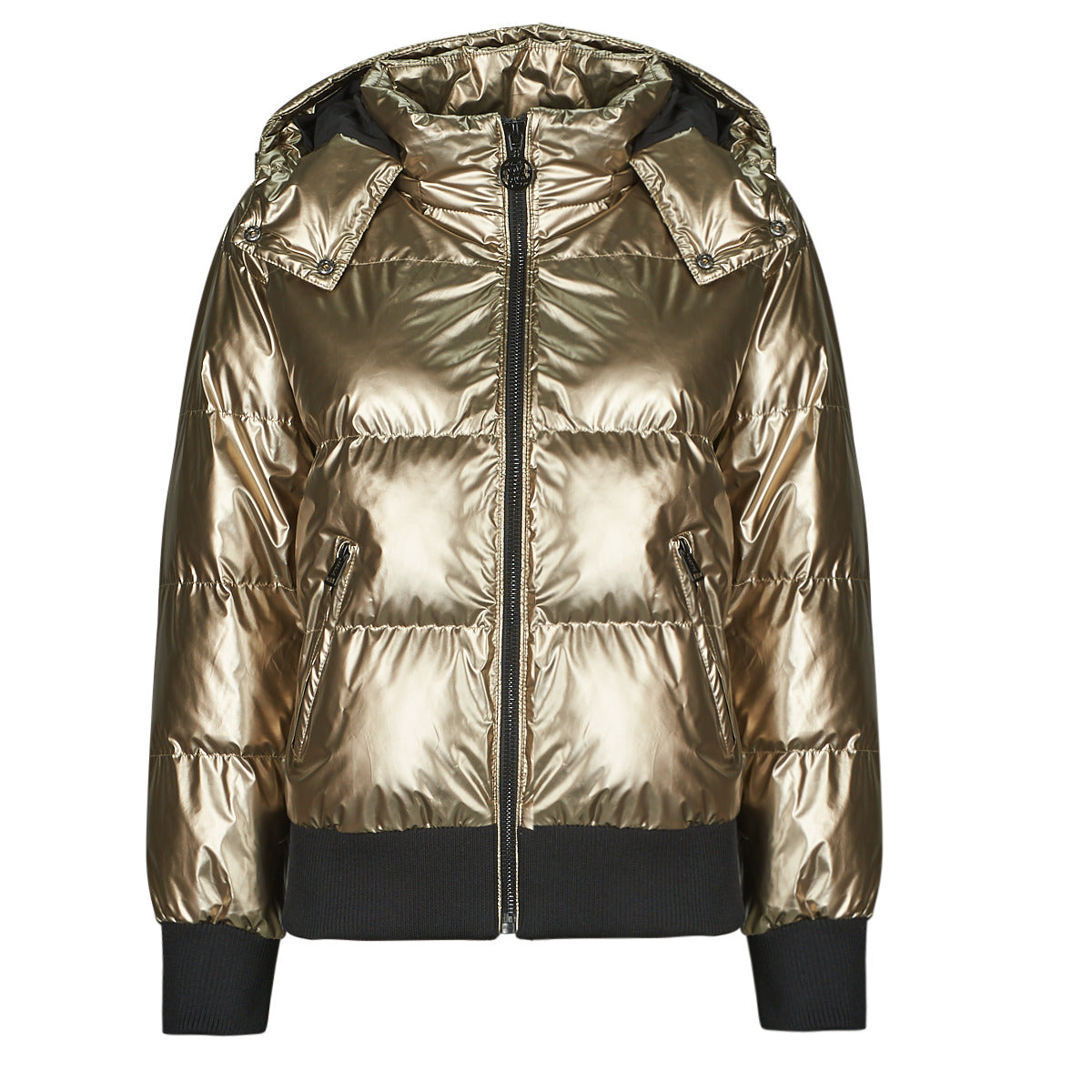 Piumino Donna Guess BICE METALLIC HOODIE PUFFER Oro
