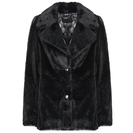 Mantella Donna Guess  FILOMENA FAUX FUR JKT  Nero