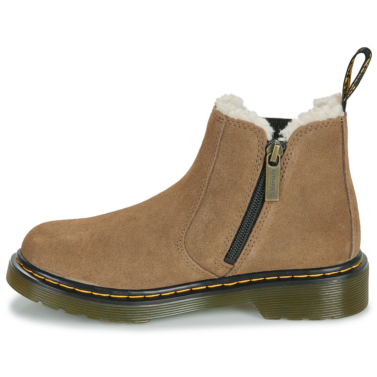 Stivaletti bambini ragazza Dr. Martens  Leonore J Dark Khaki Bronx Suede  Beige