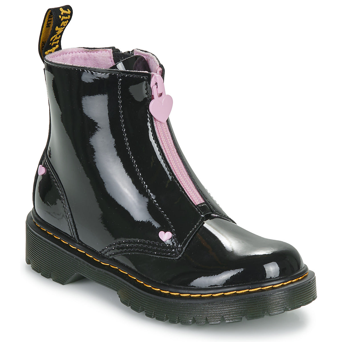 Stivaletti bambini ragazza Dr. Martens  Bex Heart Zip Boot J Black Patent Lamper  Nero