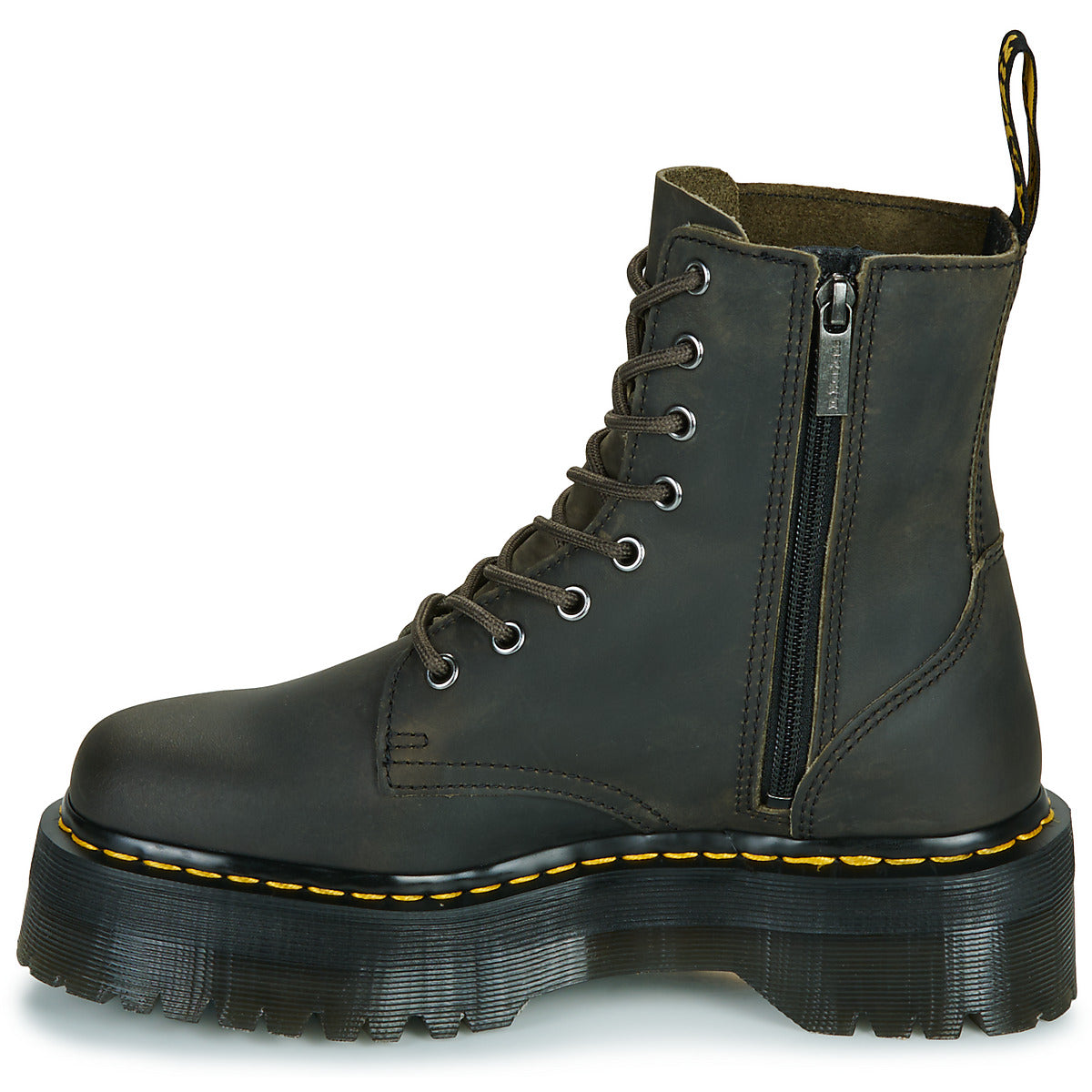 Stivaletti Donna Dr. Martens  Jadon Charcoal Grey Burnished Waxy Pull Up  Marrone