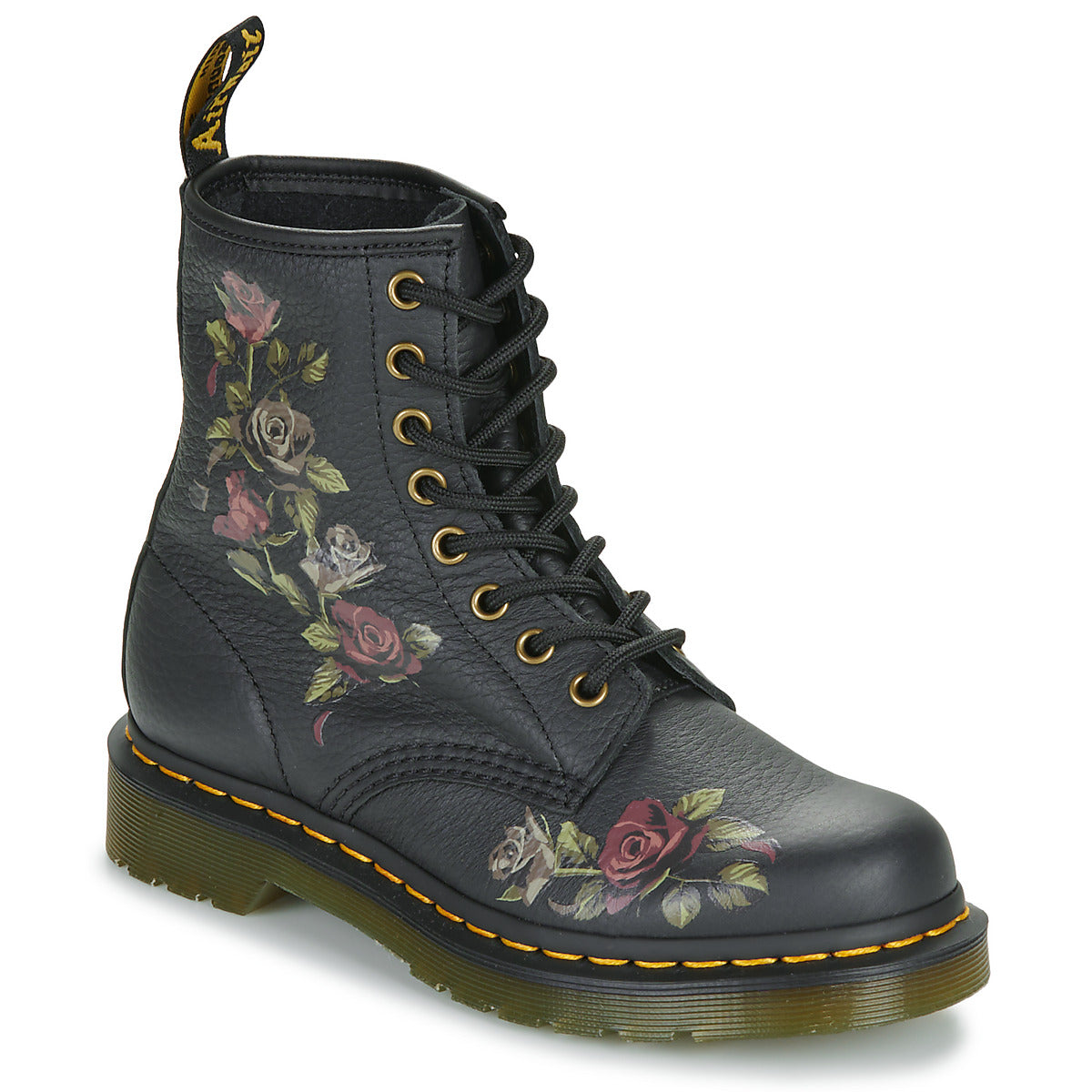 Stivaletti Donna Dr. Martens 1460 DECAYED ROSES CLASSIC TUMBLED NAPPA Nero