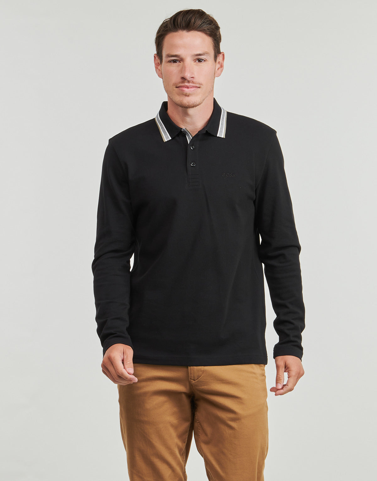 Polo maniche lunghe Uomo BOSS Plisy Grigio