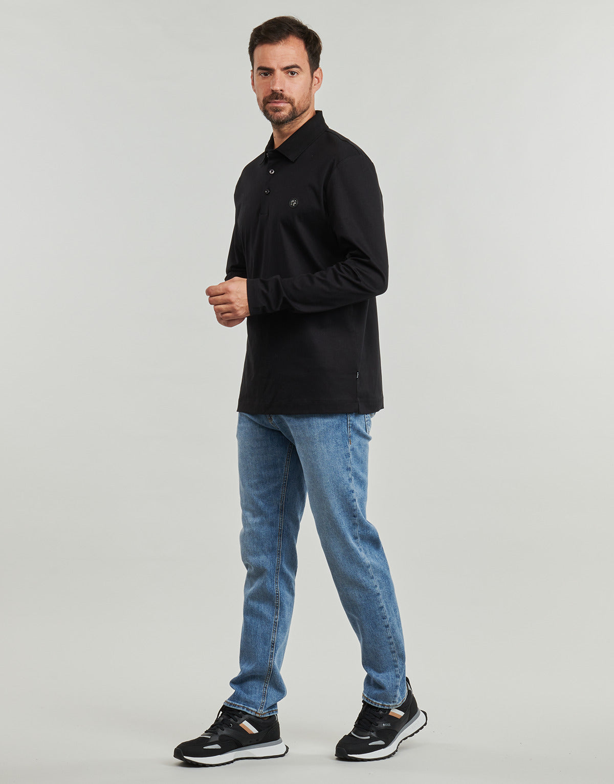 Polo maniche lunghe Uomo BOSS C-Paley 01 Nero