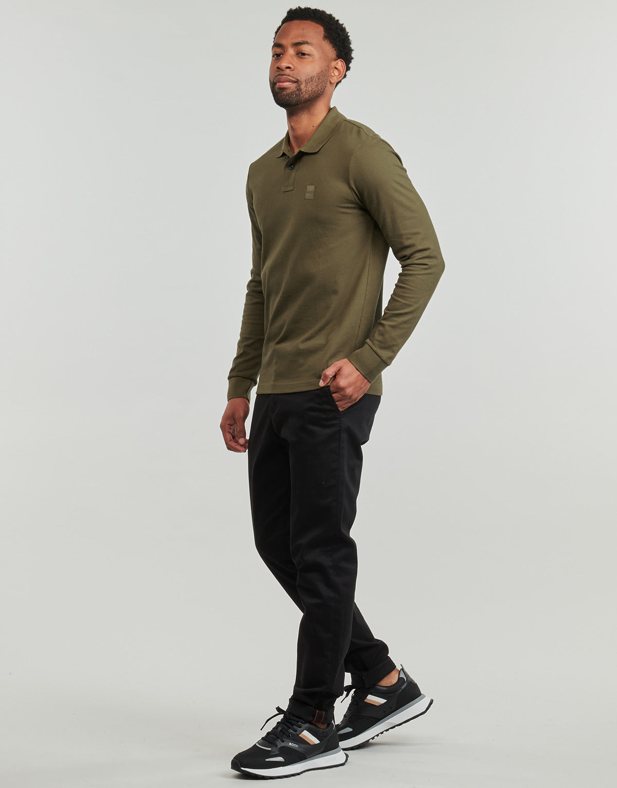 Polo maniche lunghe Uomo BOSS Passerby Kaki
