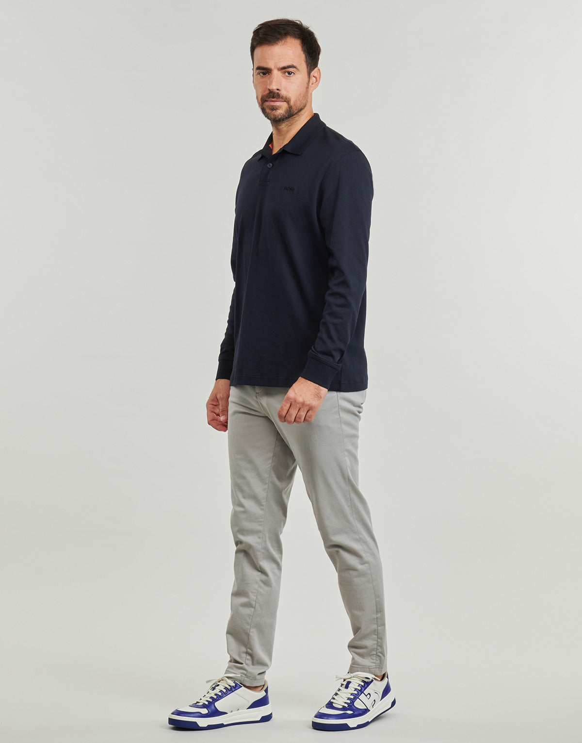 Polo maniche lunghe Uomo BOSS Pe_interlock_long Marine