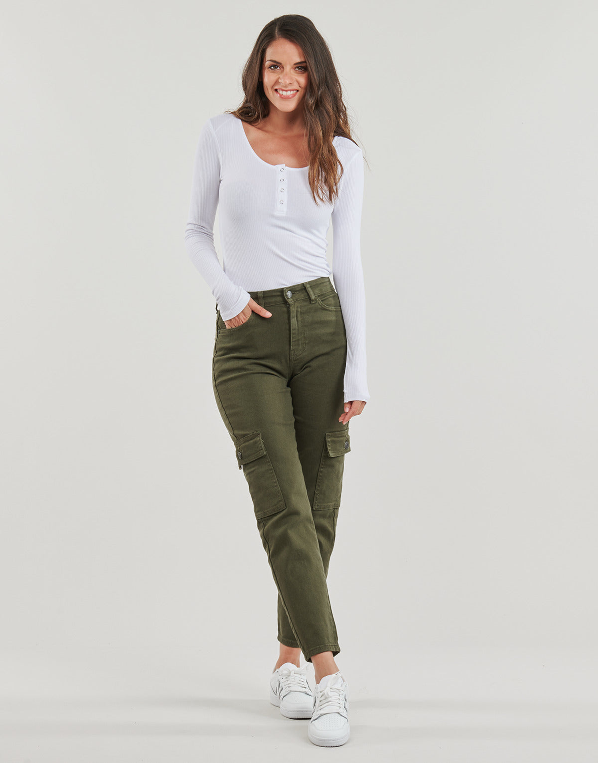 Pantalone Cargo Donna Noisy May NMMONI Kaki