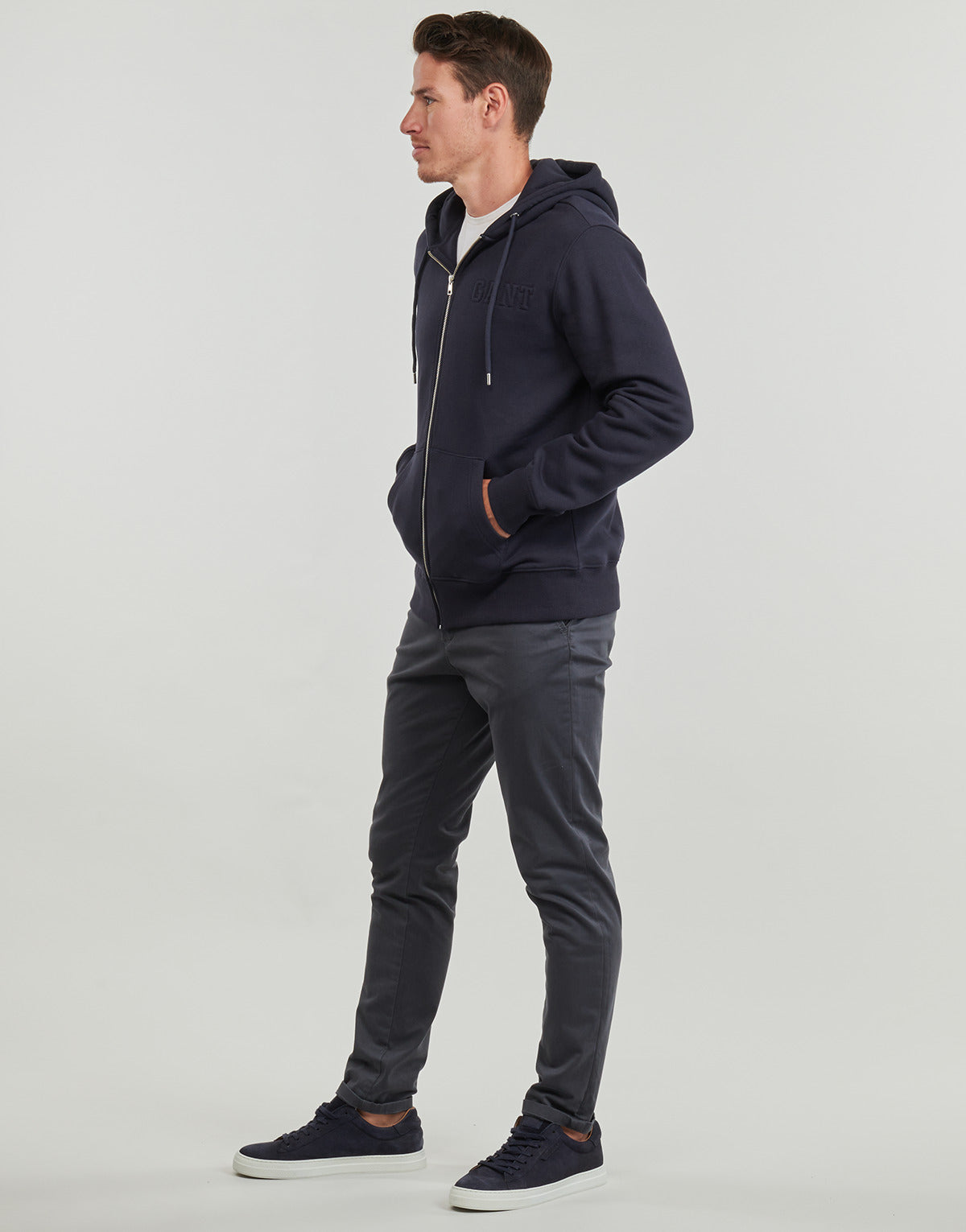 Felpa Uomo Gant EMBOSSED FULL-ZIP HOODIE Marine