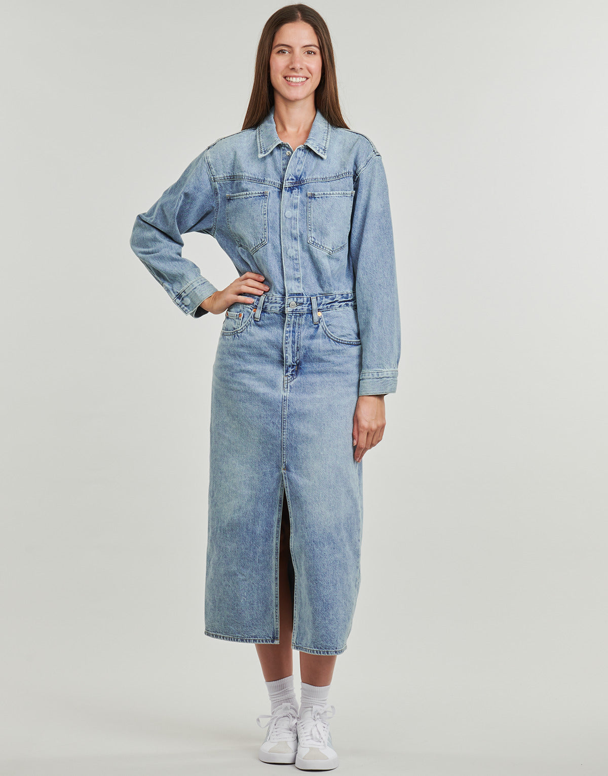 Abito lungo Donna Levis  WESTERN DENIM MIDI DRESS  Blu