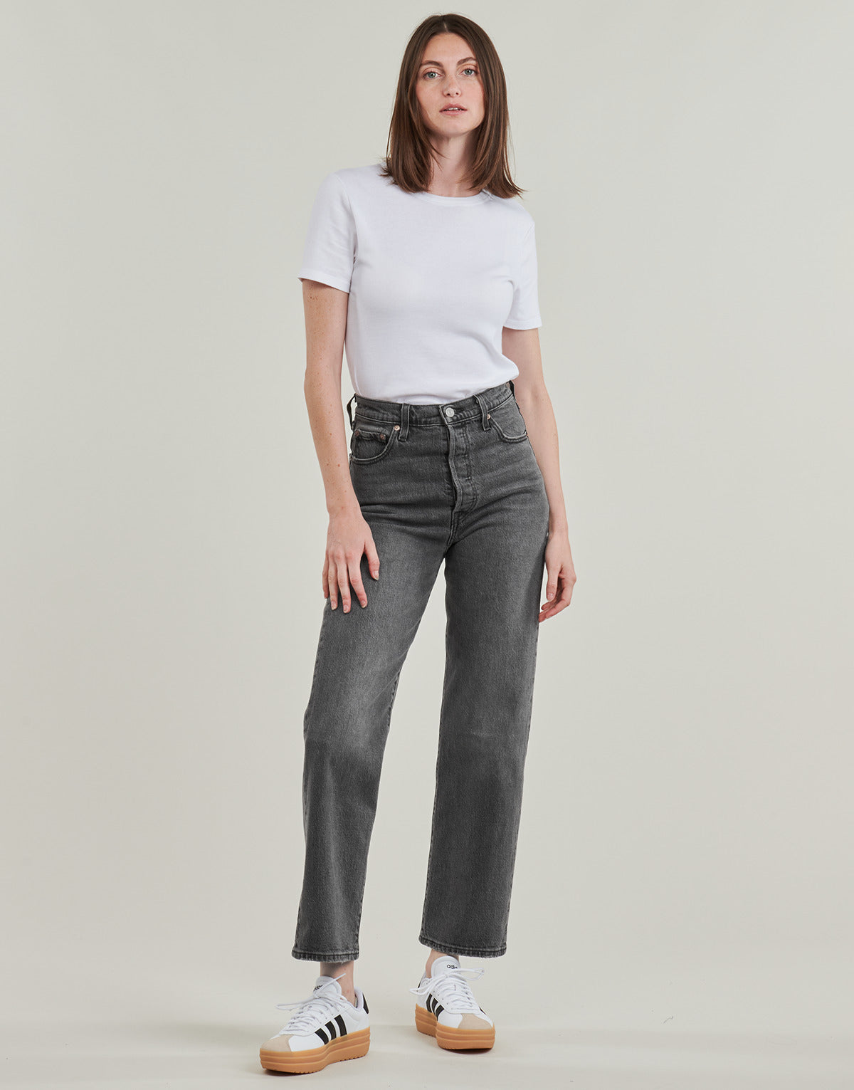 Jeans Donna Levis RIBCAGE STRAIGHT ANKLE Grigio