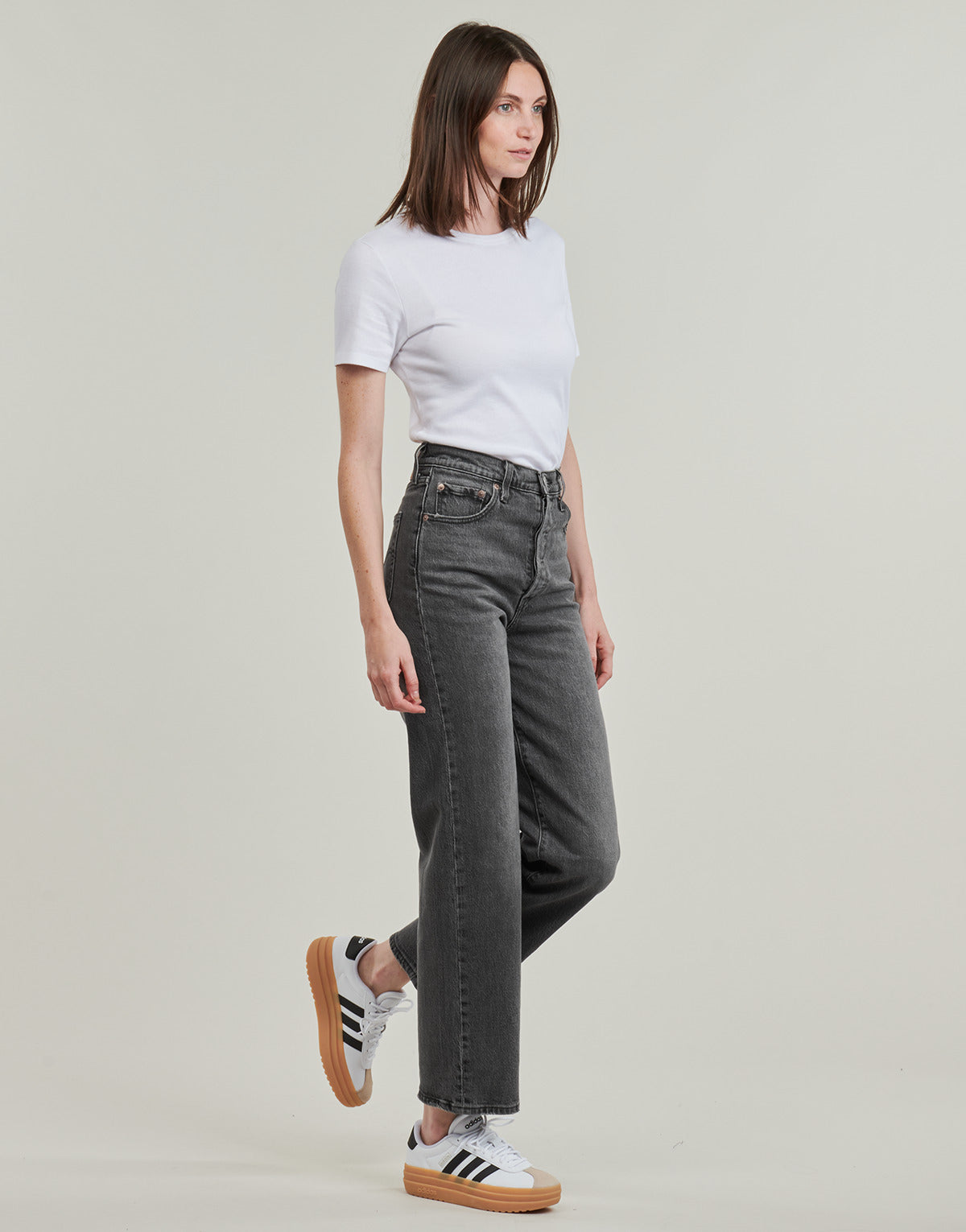 Jeans Donna Levis RIBCAGE STRAIGHT ANKLE Grigio