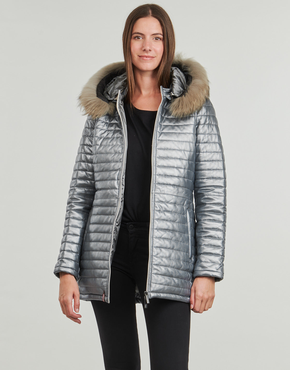 Piumino Donna Oakwood  BRIDGET METAL (raccoon fur)  Argento