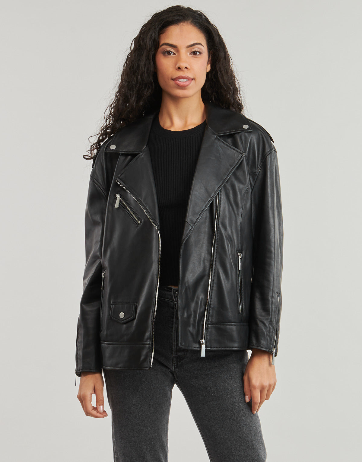 Giacca in pelle Donna Oakwood DREW Nero