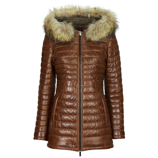 Piumino Donna Oakwood POPPING (removable raccoon fur) Marrone